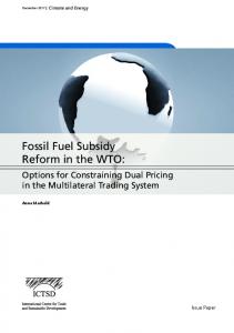 Fossil Fuel Subsidy Reform in the WTO