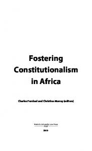 Fostering Constitutionalism in Africa