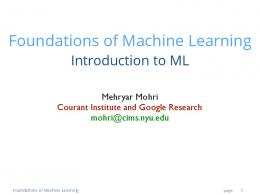 Foundations of Machine Learning Lecture 1