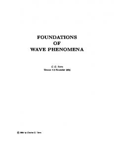 FOUNDATIONS OF WAVE PHENOMENA - Physics Department