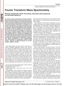 Fourier Transform Mass Spectrometry