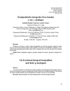 Fractional Integral Inequalities - Universidad Rafael Urdaneta