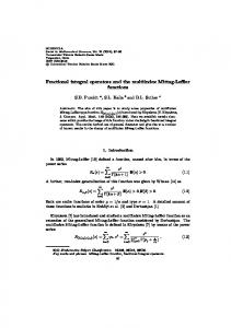 Fractional integral operators and the multiindex ... - Semantic Scholar