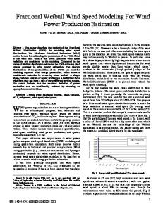 Fractional Weibull Wind Speed Modeling For Wind ... - IEEE Xplore