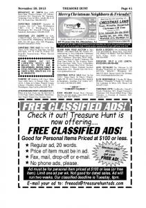 FREE CLASSIFIED ADS! - Treasure Hunt