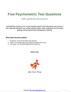 Free Psychometric Test Questions