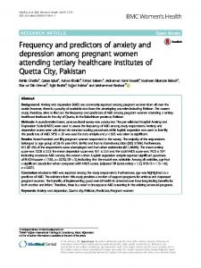 Frequency and predictors of anxiety and depression among pregnant ...