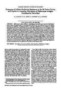 Frequency of Alleles Conferring Resistance to the Bt Toxins ... - BioOne