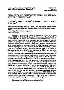 Frequency of pathogenic fungi on alfalfa seed of different age