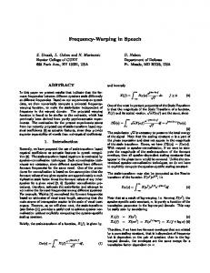 Frequency-Warping in Speech - CiteSeerX