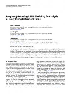 Frequency-zooming ARMA modeling for analysis of noisy ... - CiteSeerX