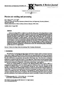 Friction stir welding and processing