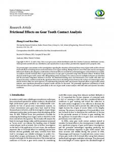 Frictional Effects on Gear Tooth Contact Analysis