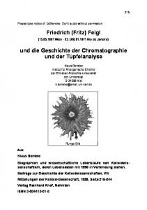 Friedrich (Fritz) Feigl und die Geschichte der Chromatographie und ...