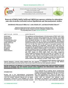 from aqueous solutions by adsorption onto olive