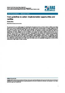 From guidelines to action: implementation opportunities and realities