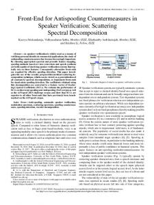 Front-End for Antispoofing Countermeasures in Speaker Verification