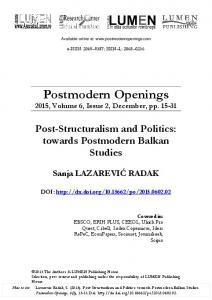 Full Text PDF - Postmodern Openings