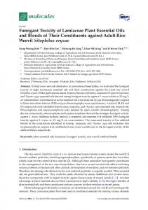 Fumigant Toxicity of Lamiaceae Plant Essential