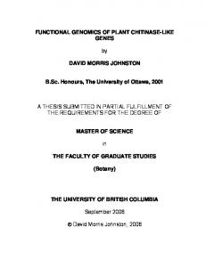FUNCTIONAL GENOMICS OF PLANT CHITINASE ...