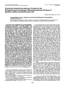 Functional interactions between proteins of the phosphoenolpyruvate ...