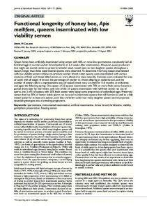Functional longevity of honey bee, Apis mellifera, queens inseminated ...