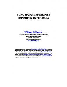 functions defined by improper integrals - Trinity University