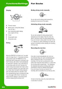 Functions/Settings Fun Scuba