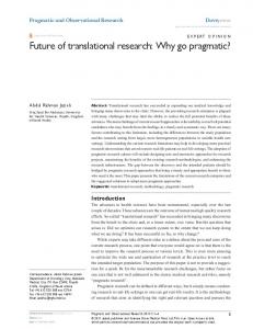 Future of translational research: Why go pragmatic? - Semantic Scholar