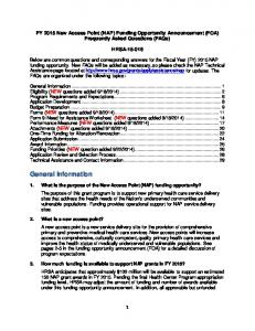 FY 2015 New Access Point FAQs