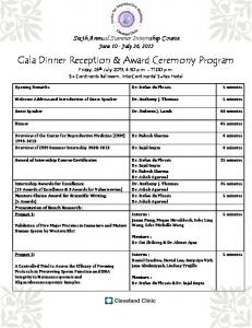 Gala Dinner Reception & Award Ceremony Program