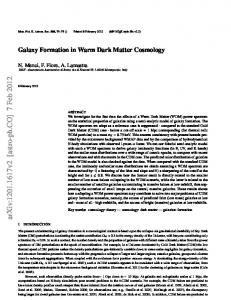 Galaxy Formation in WDM Cosmology