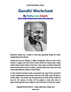 Gandhi Worksheet - Really Learn English