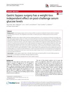 Gastric bypass surgery has a weight-loss independent ... - Springer Link