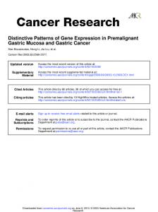 Gastric Mucosa and Gastric Cancer Distinctive ...