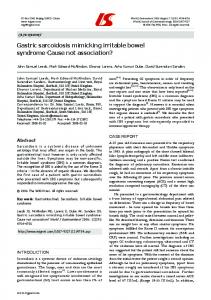 Gastric sarcoidosis mimicking irritable bowel syndrome ... - CiteSeerX