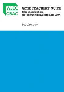 GCSE Psychology Teachers' Guide - WJEC