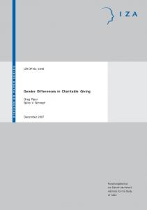 Gender Differences in Charitable Giving - IZA