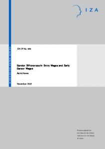 Gender Differences in Entry Wages and Early Career Wages - IZA