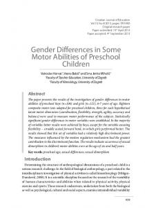 Gender Differences in Some Motor Abilities of Preschool Children