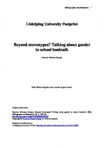 Gender identity and school booktalk - Semantic Scholar