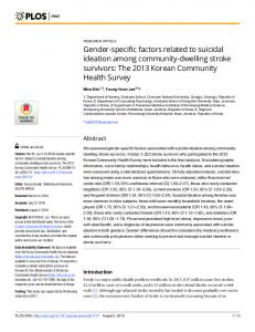 Gender-specific factors related to suicidal ideation among ... - PLOS