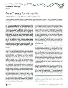 Gene Therapy for Hemophilia