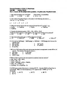 General Chemistry I (CHM 11) Final Exam