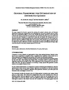 general framework for optimization of distributed queries