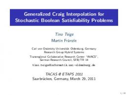 Generalized Craig Interpolation for Stochastic ... - Hybride Systeme