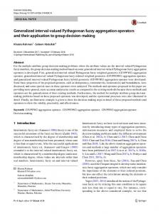 Generalized interval-valued Pythagorean fuzzy ... - Springer Link