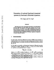 Generation of nonlocal fractional dynamical systems by fractional ...