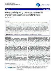 Genes and signaling pathways involved in memory enhancement in ...