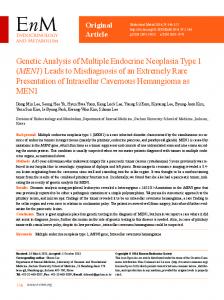 Genetic Analysis of Multiple Endocrine Neoplasia Type 1 (MEN1 ...